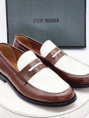 Steve Madden Nicolay Penny Loafers Men’s Size 13 Brown White Two Tone Dress Shoe